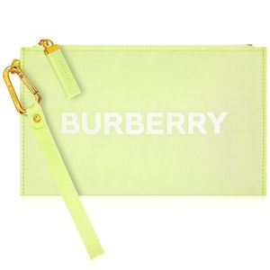 Burberry Light Green Clutch with Gold Accents